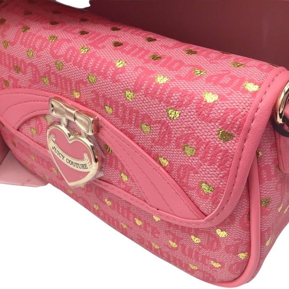 NIB Juicy Couture Pink Heart Mini Shoulder Bag + Heart Coin Purse Set Y2K - Picture 9 of 16